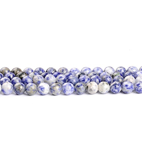 6mm Natural Blue Spot Gemstone Round Loose Beads Crystal Stone Bracelet Necklace Accessories Crafts for Jewelry Making DIY,1 Strand 15"