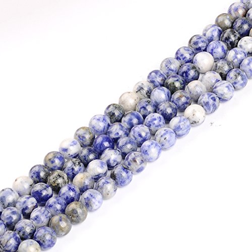 6mm Natural Blue Spot Gemstone Round Loose Beads Crystal Stone Bracelet Necklace Accessories Crafts for Jewelry Making DIY,1 Strand 15"