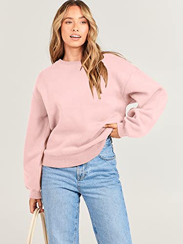 ANRABESS Oversized Sweatshirts for Women Teen Girls Pullover Casual Loose Fit Fleece Crop Hooded Sweaters Fall Winter Fashion y2k Clothes A1026-huafen-XL Light Pink