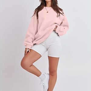ANRABESS Oversized Sweatshirts for Women Teen Girls Pullover Casual Loose Fit Fleece Crop Hooded Sweaters Fall Winter Fashion y2k Clothes A1026-huafen-XL Light Pink