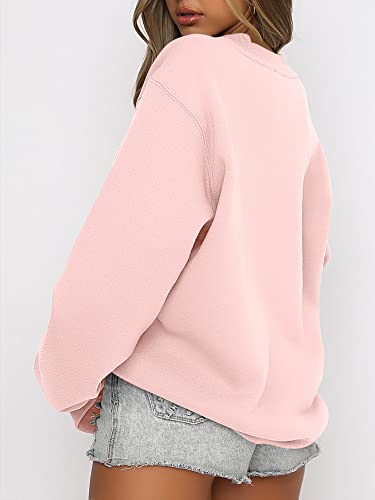 ANRABESS Oversized Sweatshirts for Women Teen Girls Pullover Casual Loose Fit Fleece Crop Hooded Sweaters Fall Winter Fashion y2k Clothes A1026-huafen-XL Light Pink