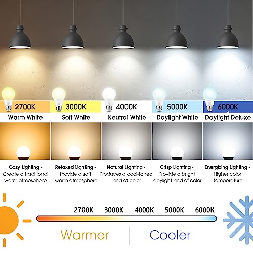 Maylaywood A19 LED Light Bulbs, 60 Watt Equivalent LED Bulb, Daylight White 5000K, 850 Lumens, E26 Standard Base, Non-Dimmable, 9W Bright White LED Bulbs for Living Room Bedroom Home Office, 12-Pack