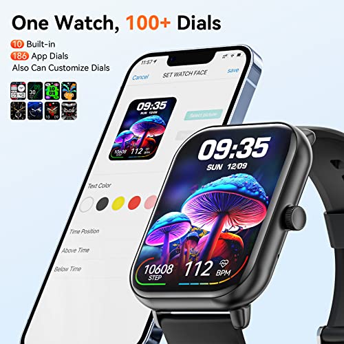 Smart Watch 1.96″ with Bluetooth Call Message Alert, Smart Watch for Men with Heart Rate Blood Pressure Blood Oxygen Sleep Body Temperature Monitoring, 350mAh with 100+ Sports Modes for iOS, Android