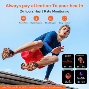 Smart Watch 1.96″ with Bluetooth Call Message Alert, Smart Watch for Men with Heart Rate Blood Pressure Blood Oxygen Sleep Body Temperature Monitoring, 350mAh with 100+ Sports Modes for iOS, Android