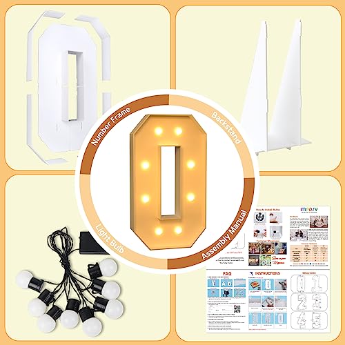 imprsv 3FT Marquee Light Up Numbers, Marquee Numbers for 10th 30th Birthday Decorations Anniversary Party Decor, Mosaic Numbers for Balloons Number 0, Marquee light up letters, Pre-Cut Foam Board Kit