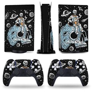 aohanan astronauts drinking coffee on skull skin for ps5 console and controller accessories cover skins anime vinyl cover sticker full set for playstation 5 disc edition