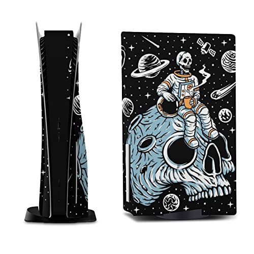 AoHanan Astronauts Drinking Coffee on Skull Skin for PS5 Console and Controller Accessories Cover Skins Anime Vinyl Cover Sticker Full Set for Playstation 5 Disc Edition