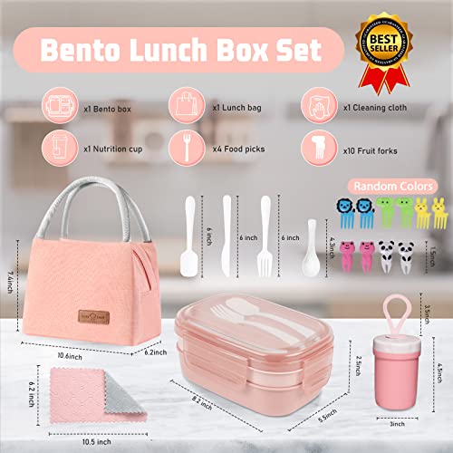 ZMYGOLON Bento Lunch Box for Kids, Lunch Bento Box Container Leak-proof for Kids Adults Teens School, Upgrade Lunch Containers pink set