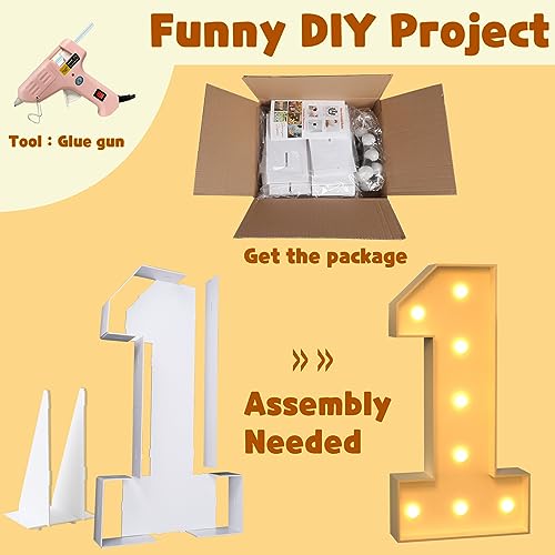 imprsv 3FT Marquee Light Up Numbers, Marquee Numbers for 30th Birthday Decorations Anniversary Party Decor, Mosaic Numbers for Balloons Number 3, Marquee light up letters, Pre-Cut Foam Board Kit