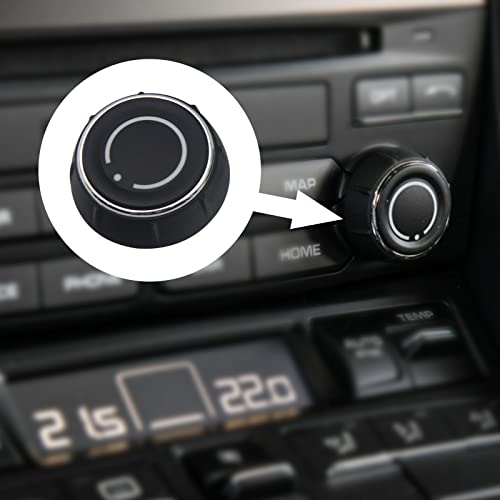 RuiWen PSKB002R Volume Control Knob Compatible with Porsche 911 2011-2018 991, Boxster 2012-2016 981, Cayenne 2011-2018 958, Cayman 2012-2016 981, Panamera 2009-2016 970, Macan 2014-2017 Blcak Silver