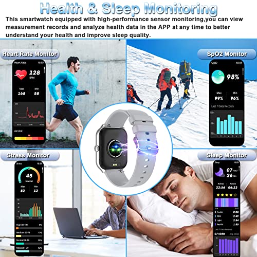 Smart Watch(Answer/Make Call), 1.96" Touch Screen Smartwatch for Android and iOS Phones with Heart Rate Monitor, Blood Oxygen Tracking, Sleep Monitor, IP68 Waterproof Fitness Tracker for Men and Women