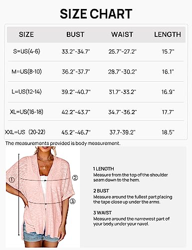 MEROKEETY Womens 2023 Summer Lightweight Cardigan Short Sleeve Open Front Casual Loose Cover Ups,Coral,XXL