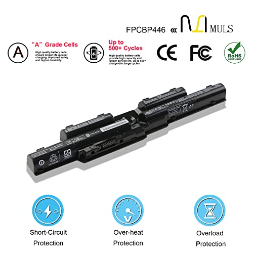 MULS 72Wh FPCBP446 Laptop Battery Replacement for Fujitsu LifeBook T725 T726 Series Notebook FPCBP446AP FMVNBP236 FPB0344S FPB0318S CP673831-01 CP702410-01 CP743061-01 6400mAh 11.25V 6-Cell