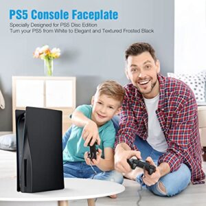 PowerextraPro PS5 Faceplate for Playstation 5 Console, Anti-Scratch Dustproof PS5 Console Cover, PS5 Plates for Disc Edition, Premium ABS Replacement PS5 Console Plate Cover for PS5 Console (Black)