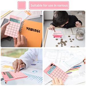 Laptop Keyboard Calculator 12 Digit,Dual Power Battery and Solar,Desk Calculator with Large LCD Display for Office,School, Home & Business Use,Tablet Button,Automatic Sleep.6.5 * 4 in (Pink)