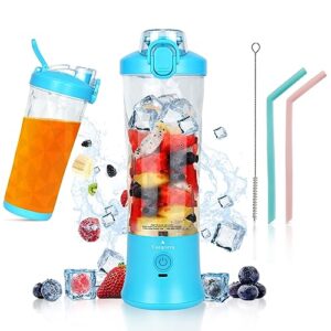 portable blender, personal size blender for shakes and smoothies, waterproof 20oz usb rechargeable mini blender cup with 6 sharper blades 240w powerful hand-held blender for kitchen/home/travel