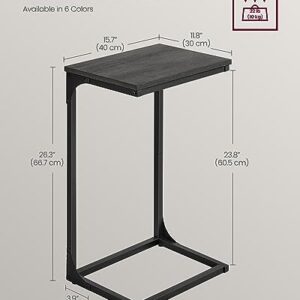 VASAGLE C-Shaped End Table, Side Table for Sofa, Couch Table with Metal Frame, Small TV Tray Table for Living Room, Bedroom, Misty Gray and Black