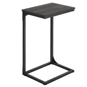 vasagle c-shaped end table, side table for sofa, couch table with metal frame, small tv tray table for living room, bedroom, misty gray and black