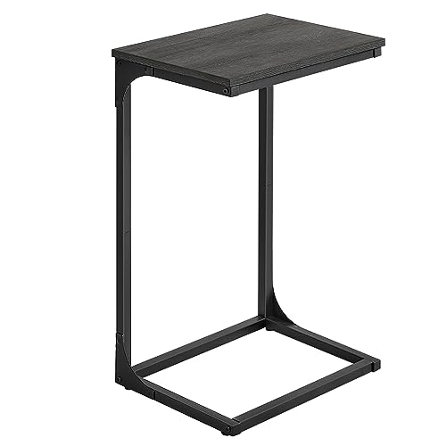 VASAGLE C-Shaped End Table, Side Table for Sofa, Couch Table with Metal Frame, Small TV Tray Table for Living Room, Bedroom, Misty Gray and Black