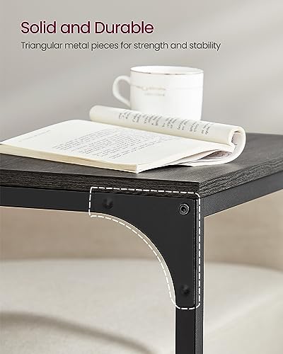 VASAGLE C-Shaped End Table, Side Table for Sofa, Couch Table with Metal Frame, Small TV Tray Table for Living Room, Bedroom, Misty Gray and Black