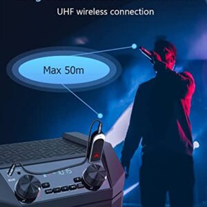 Lococo Wireless Microphone,UHF Metal Rechargeable Handheld Dynamic Mic with USB Receiver Mute Function for Karaoke Party,Computer,Mobile Phone,Amplifier,PA System,Singing Machine