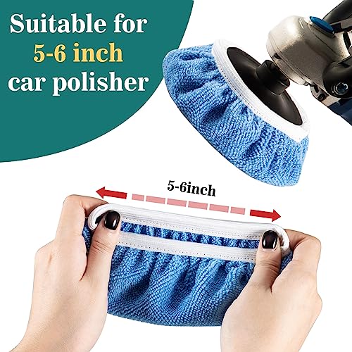 Sukh 20PCS Car Buffing Pads - Car Polishing Bonnet Pad Buffing Pads 5 to 6 Inches Microfiber Polishing Pads Car Orbital Buffer Pads Car Wax Cover Kit for Car Polishing,Waxing and Cleaning.