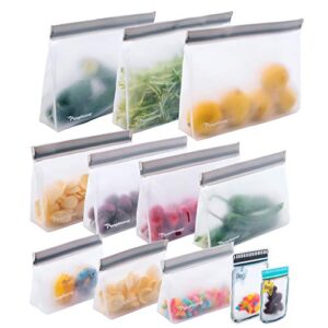 12 Reusable Storage Bags,Reusable Food Storage Bags,Reusable Freezer Bags Food Container,Stand Up Extra Thick Leakproof Reusable food Bags