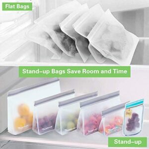 12 Reusable Storage Bags,Reusable Food Storage Bags,Reusable Freezer Bags Food Container,Stand Up Extra Thick Leakproof Reusable food Bags