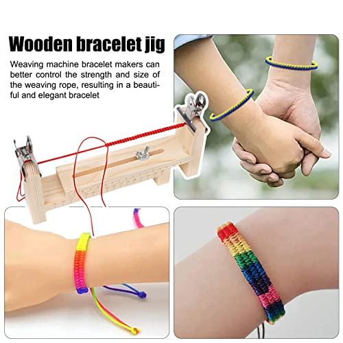 Naysku Wood Bracelet Jig, Wooden Jig Bracelet Maker, Adjustable Length Paracord Jig Bracelet Maker, DIY Wristband Rope Knot Braided Fixing Tools, Wooden Frame-Paracord Braiding Weaving Craft Tool Kit