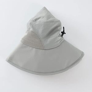 Home Prefer UPF50+ Mens Sun Hat Wide Brim Fishing Hat Airy Mesh UV Protection Hat Portable Bucket Sun Hat Light Grey