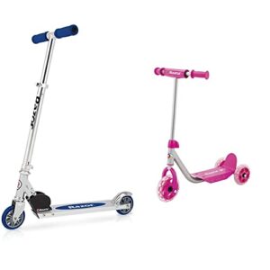 razor a kick scooter for kids - lightweight, foldable, aluminum frame, and adjustable handlebars & jr. lil' kick scooter