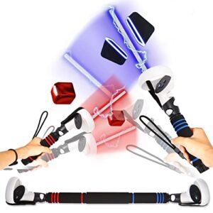 vr beat saber handle accessories and long stick handle extension grips for oculus quest 2 controllers, also suitable for supernatural training,fruit ninja,blade & sorcery and vr game