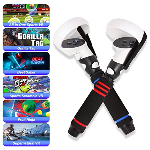VR Beat Saber Handle Accessories and Long Stick Handle Extension Grips for Oculus Quest 2 Controllers, Also Suitable for Supernatural Training,Fruit Ninja,Blade & Sorcery and VR Game