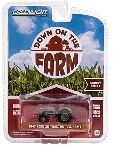 Greenlight 48070-A Down on The Farm Series 7-1943 2N Tractor - U.S. Army 1:64 Scale Diecast