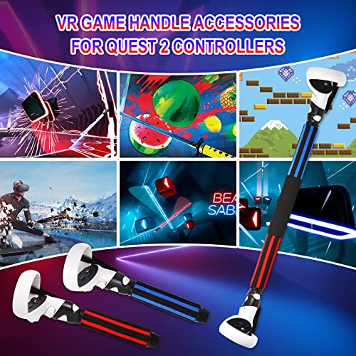 VR Game Dual Handle Extension Grips for Oculus Quest 2 Controllers Playing Beat Saber Game and Long Beat Saber Stick Accessories