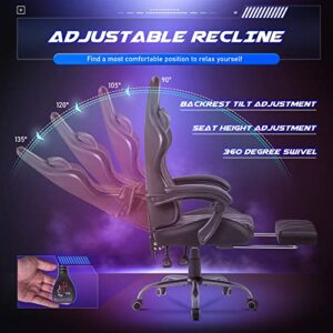 Homall Gaming Chair, Computer Chair with Footrest and Massage Lumbar Support, Ergonomic High Back Video Game Chair with Swivel Seat and Headrest (Black)