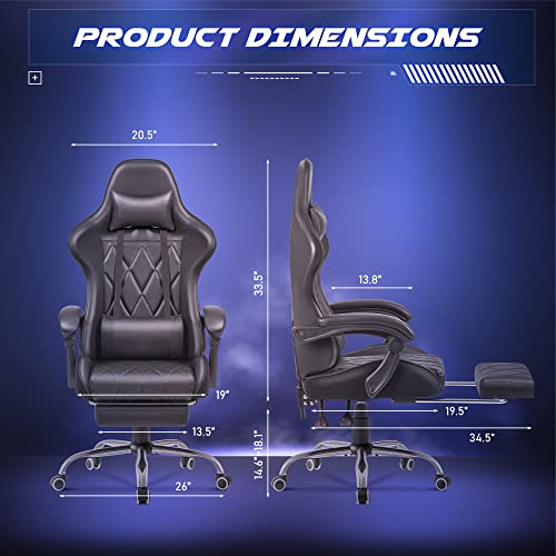 Homall Gaming Chair, Computer Chair with Footrest and Massage Lumbar Support, Ergonomic High Back Video Game Chair with Swivel Seat and Headrest (Black)