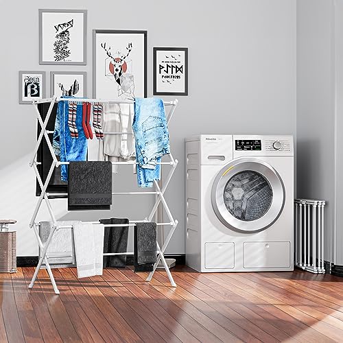 Jophaiipy Foldable Drying Rack Clothing,Clothes Drying Rack Folding Indoor and Outdoor Clothes Rack Space Saving,Laundry Drying Rack Collapsible-White…