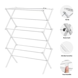 Jophaiipy Foldable Drying Rack Clothing,Clothes Drying Rack Folding Indoor and Outdoor Clothes Rack Space Saving,Laundry Drying Rack Collapsible-White…