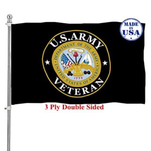 us army veteran emblem flags 3x5 outdoor double sided- black military vietnam flag 3 ply heavy duty with brass grommets for outdoor outside