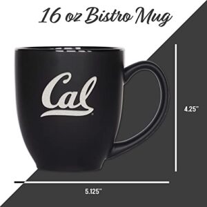 Rico Industries NCAA Cal Berkeley Golden Bears Main 16oz Matte Black Bistro Mug - for Hot or Cold Drinks - Team Logo Etched for Unique Feel