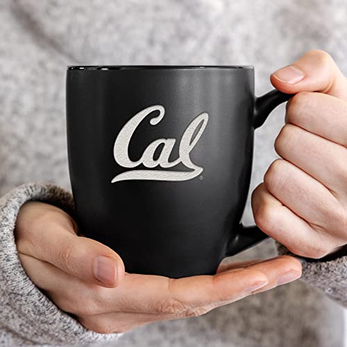 Rico Industries NCAA Cal Berkeley Golden Bears Main 16oz Matte Black Bistro Mug - for Hot or Cold Drinks - Team Logo Etched for Unique Feel