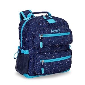 bentgo® kids backpack - confetti edition designed lightweight 14” backpack for school, travel & daycare - roomy interior, durable & water-resistant fabric & loop for lunch bag (abyss blue)