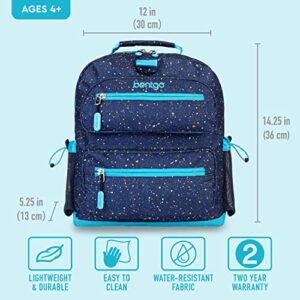 Bentgo® Kids Backpack - Confetti Edition Designed Lightweight 14” Backpack for School, Travel & Daycare - Roomy Interior, Durable & Water-Resistant Fabric & Loop for Lunch Bag (Abyss Blue)