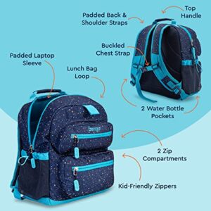 Bentgo® Kids Backpack - Confetti Edition Designed Lightweight 14” Backpack for School, Travel & Daycare - Roomy Interior, Durable & Water-Resistant Fabric & Loop for Lunch Bag (Abyss Blue)