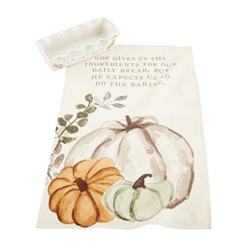 Mud Pie Gather Bread Baker, dish 4 1/2" x 11" | towel 26" x 16 1/2"