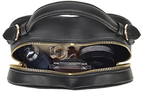 lola mae Heart Shape Satchel Crossbody Purse for women Zip Around Shoulder Bag (Black-759)