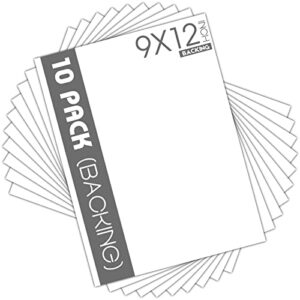 mat board center, white backing boards - full sheet - for art, prints, photos, prints and more, 10 pack, 9x12