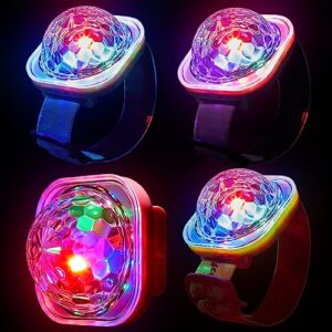 kittmip 4 pieces mini disco light ball strobe atmosphere lights with usb cable and suction portable led wristbands rotating usb night disco light up bracelet lamp for halloween dance birthday