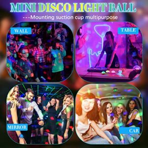 Kittmip 4 Pieces Mini Disco Light Ball Strobe Atmosphere Lights with USB Cable and Suction Portable LED Wristbands Rotating USB Night Disco Light up Bracelet Lamp for Halloween Dance Birthday